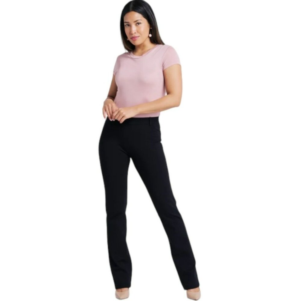 Betabrand Straight Leg Classic Dress Pant Yoga Pant In Black Size Large Long